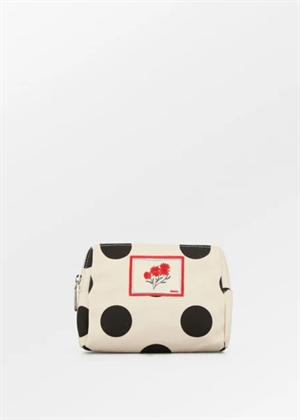 Maxi polka canvas pouch bag Birch White Becksøndergaard 